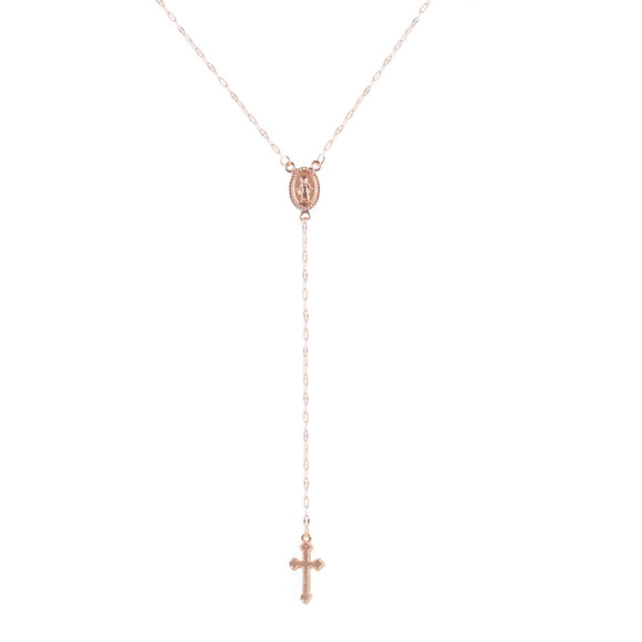 New Vintage Gold/Rose Gold Christian Cross Bohemia Religious Rosary Pendant Necklace for Women Charm Jewelry Gifts